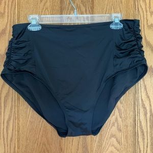 High waisted Black ruched bikini bottoms
